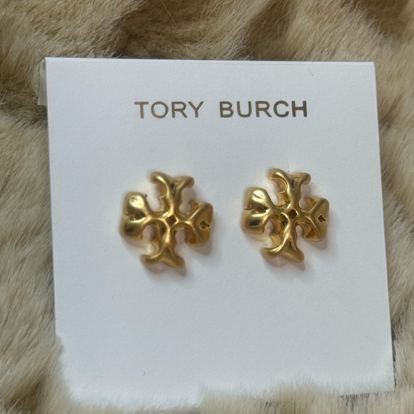 Tory Burch Gold Emblem Earrings - Picture 3 of 5